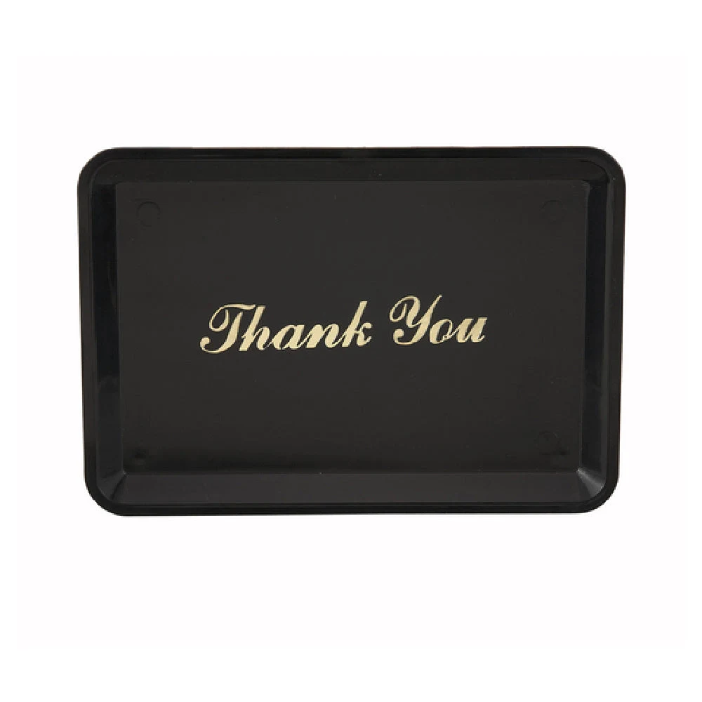 Winco TT-46 6.5 Inch Plastic Tip Tray Black with Gold Thank You Imprint