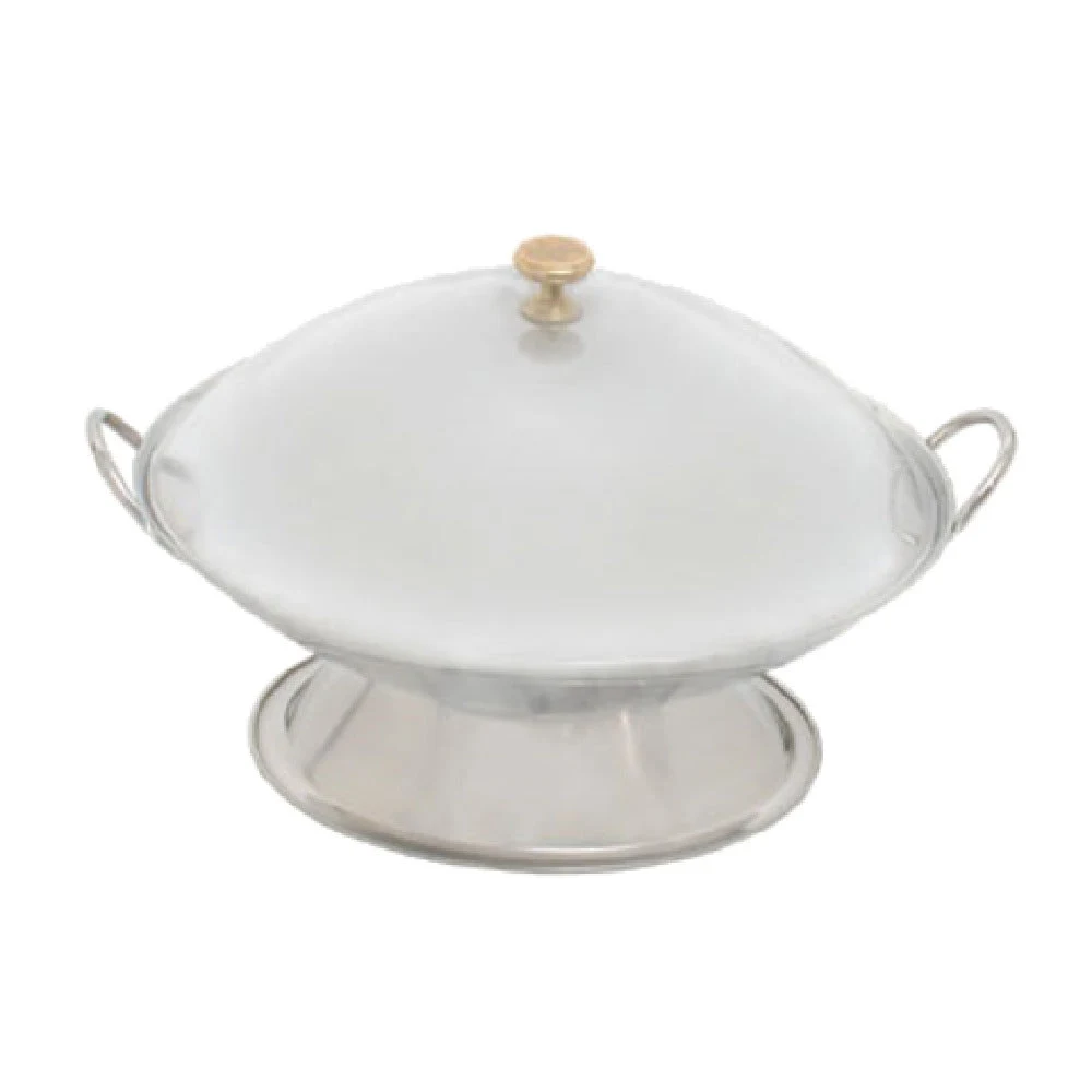 Town 25109/DZ 9 Inch Diameter Round Wok Serving Dish with Handles Polished Stainless Steel