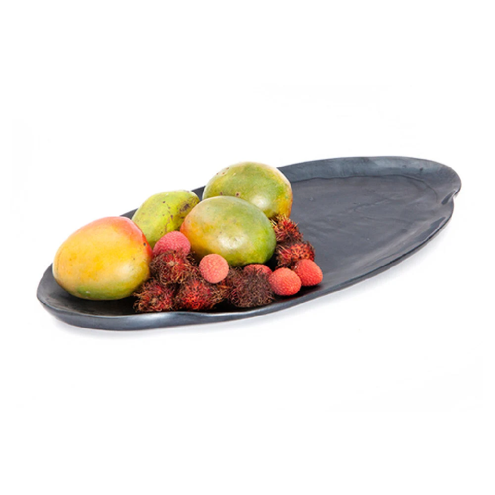 Steelite KMK2158EBP 18 Inch Oval Resin Tray with Dishwasher Safe Break Resistant Ebony Pearl