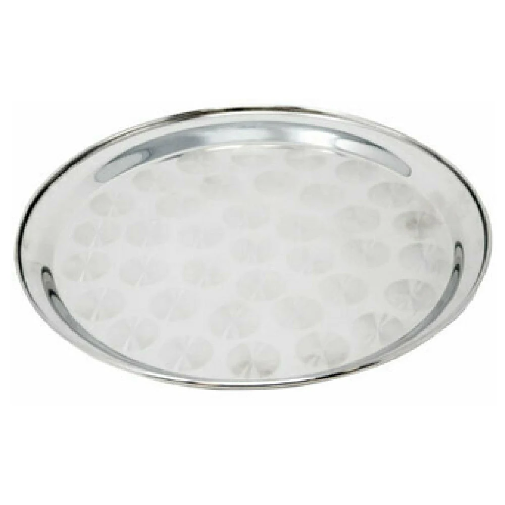 Omcan 80813 16 Inch Round Serving Tray Stainless Steel with Seamless Design