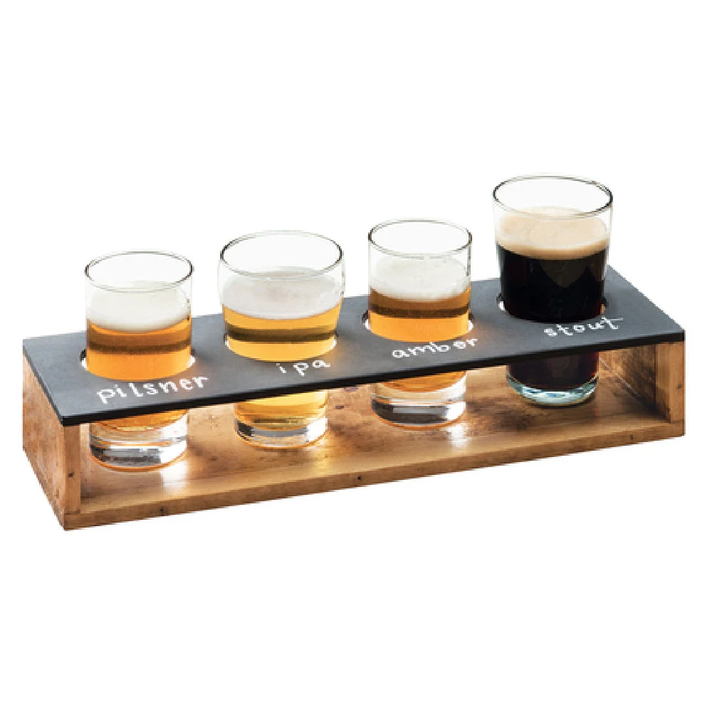 Cal Mil 3480-99 13 Inch Rustic Pine Madera Taster Caddy with Write-On Board