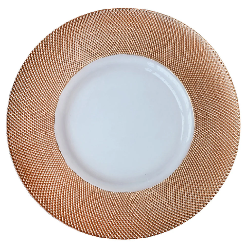Bon Chef 200001RG 13 Inch Charger Plate with Clear Center Glass Rose Gold Rim
