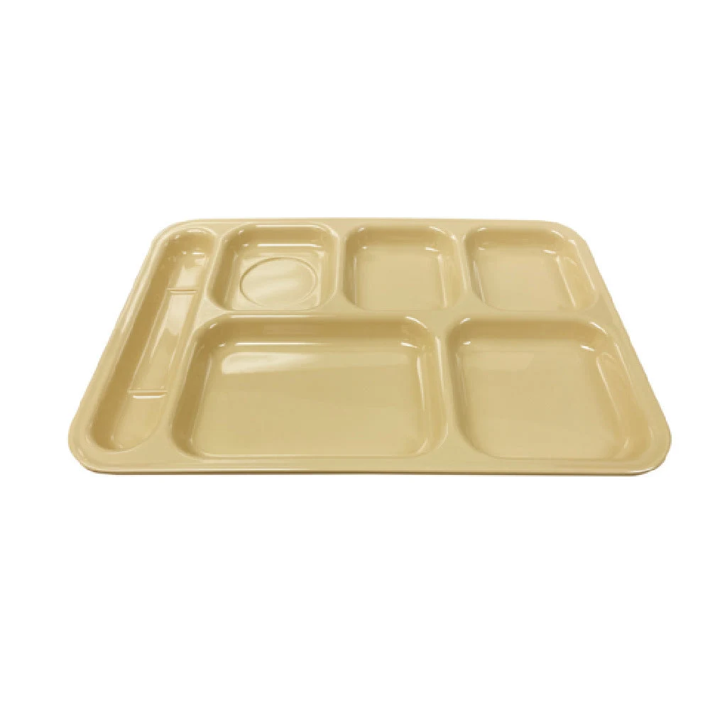 Thunder Group ML801T 14-1/2 Inch Left Hand Tan Melamine Tray with 6 Compartments