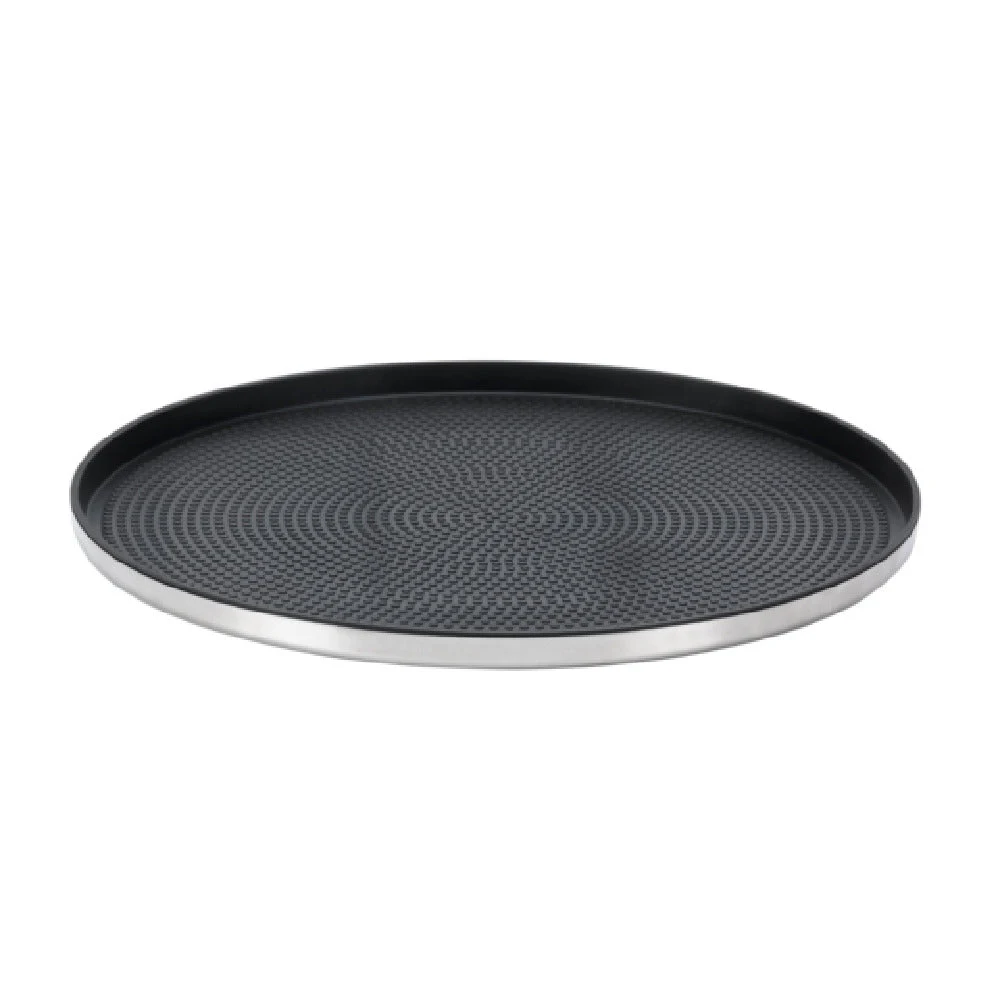 Service Ideas TRME12RI 12 Inch Diameter Non-slip Tray 18/8 Stainless Steel Polished Finish