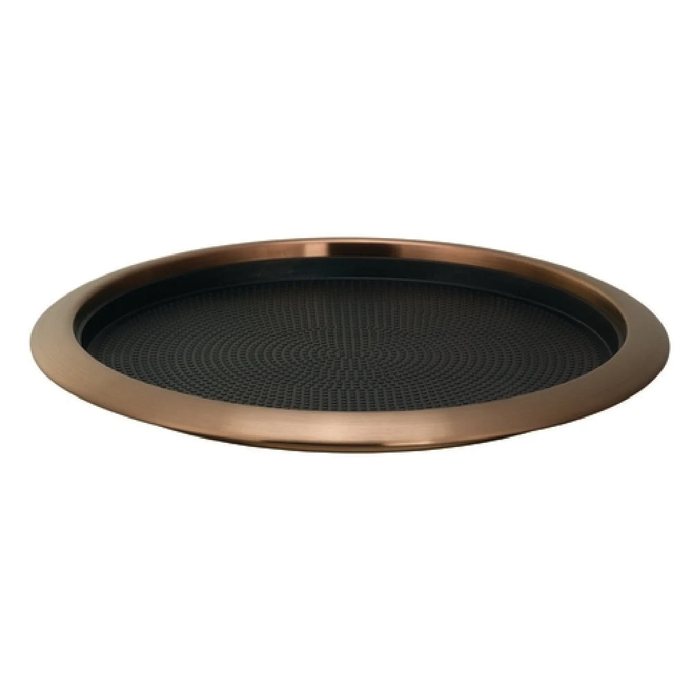 Service Ideas TR1412RIRG 14 Inch Round Tray with Removable Insert Rose Gold Finish