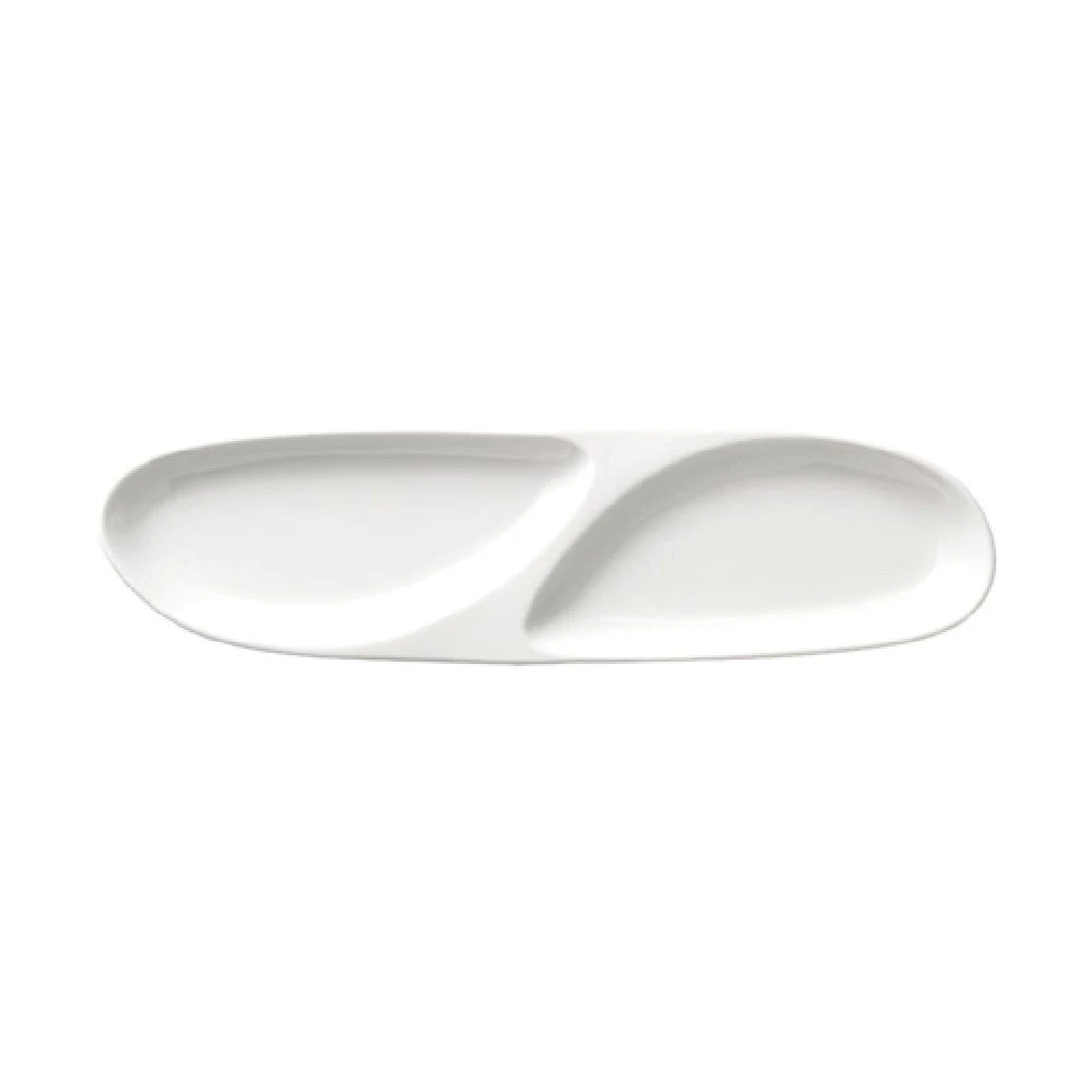 Libbey 999023301 14-3/4 Inch Oval Tray with 2 3-1/2 Oz Compartments Porcelain