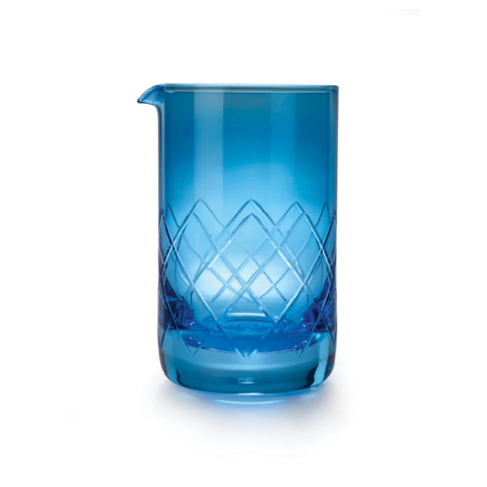 Mercer Culinary M37220BL 17 Oz Mix Glass with Pour Spout Clear Blue Glass