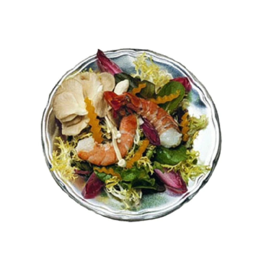 Bon Chef 1050WHTM 8 Inch Scalloped Plate Aluminum with Ceramic-look Coating Sandstone Matte White