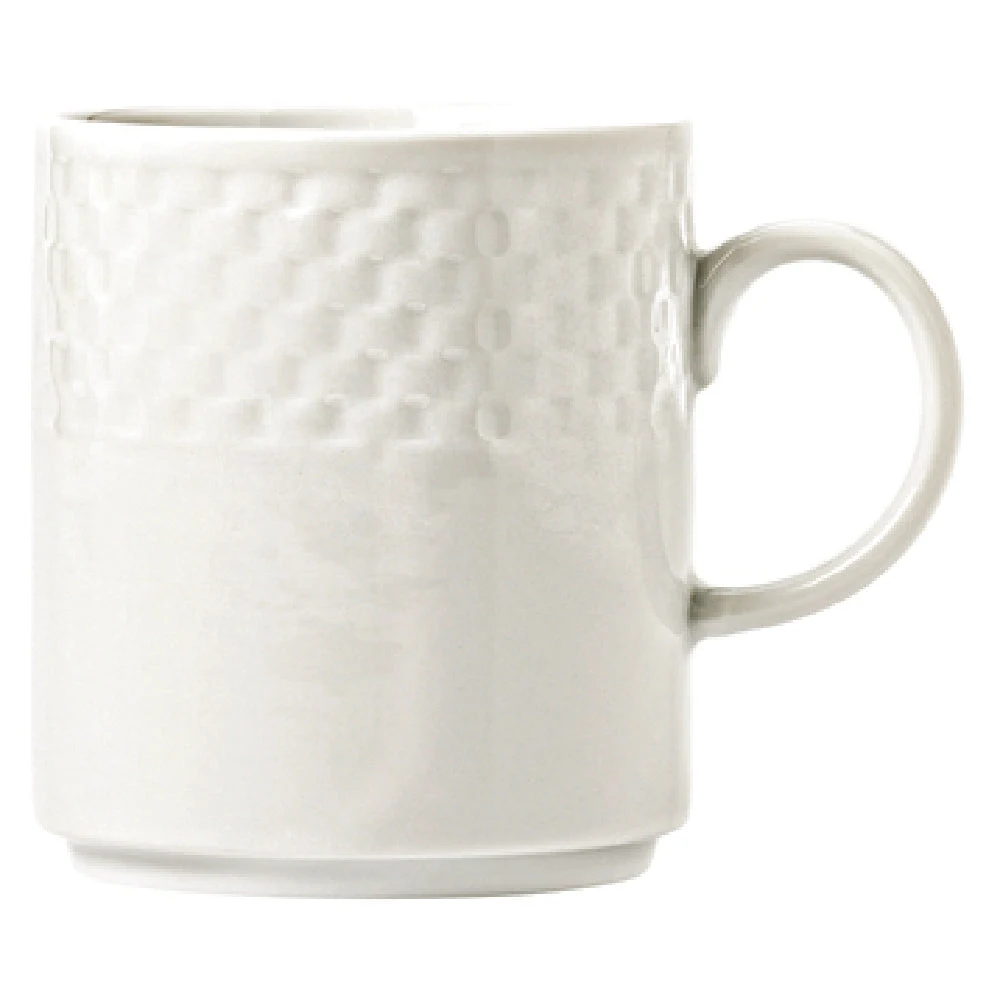 Libbey 999013572 12 Oz Mug with Handle Porcelain Embossed Lunar White