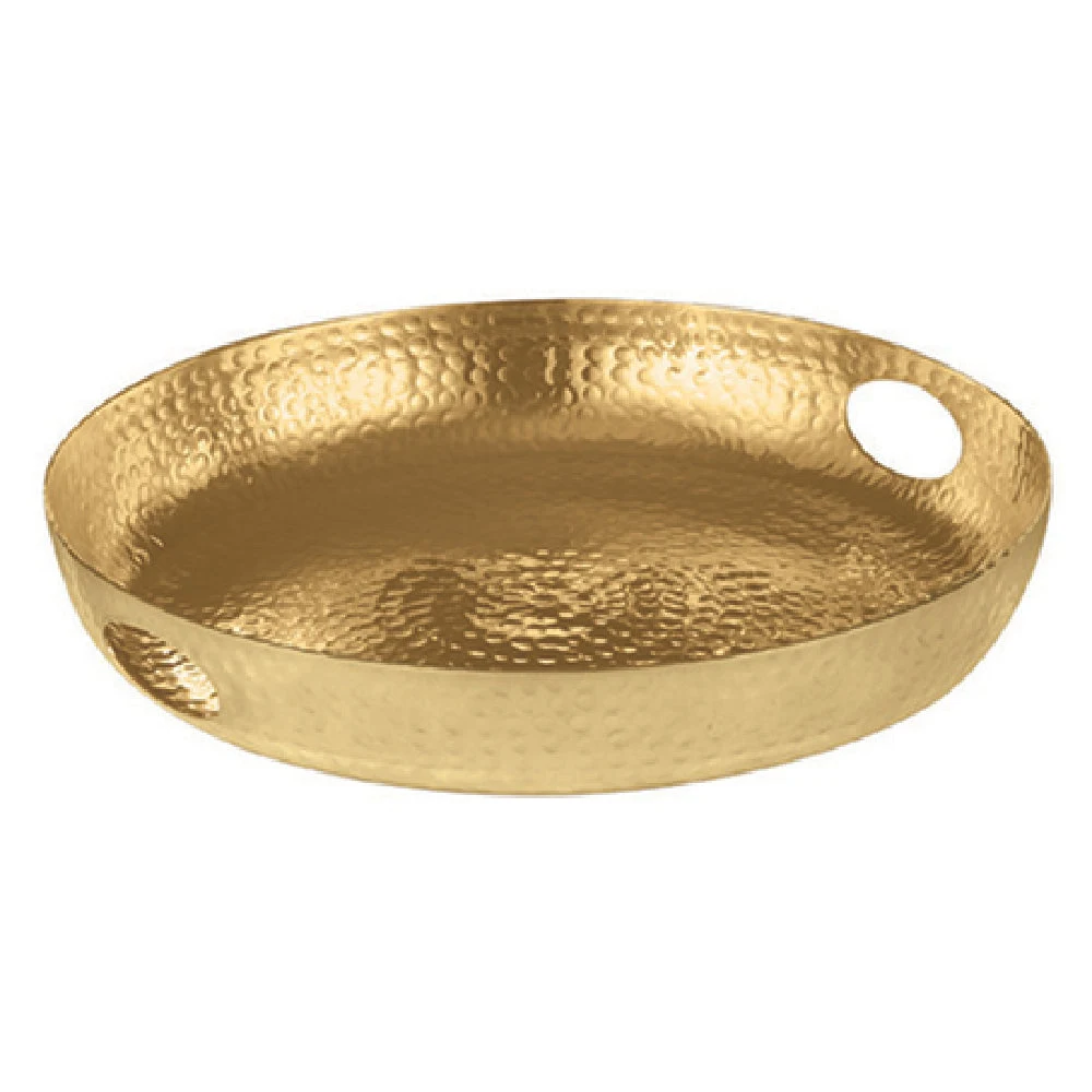 American Metalcraft ATHG16 16 Inch Diameter Round Beverage Tray Gold Hammered Aluminum