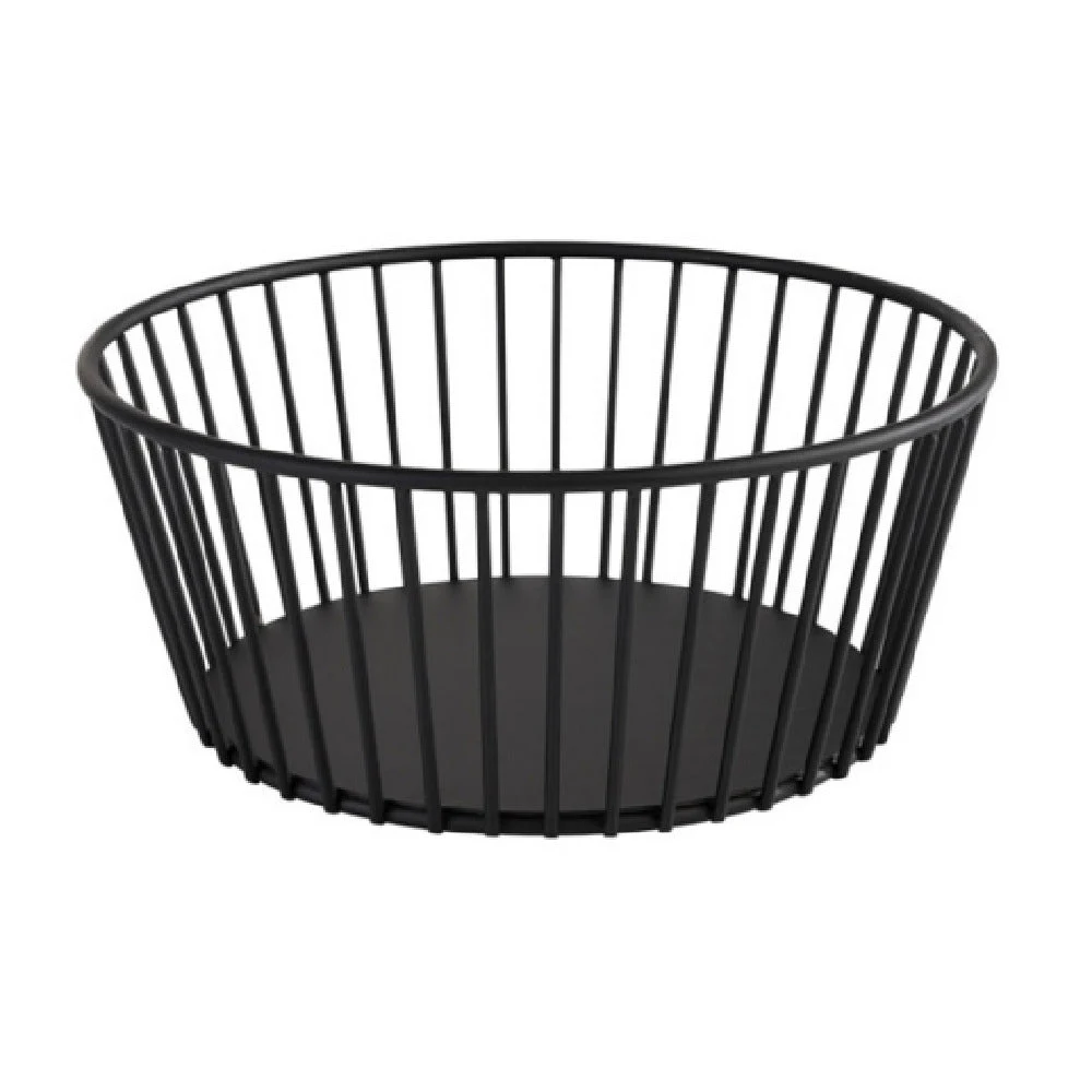 Libbey APS 30411 7-7/8 Inch Diameter Round Basket Metal Black with Non-slip Feet