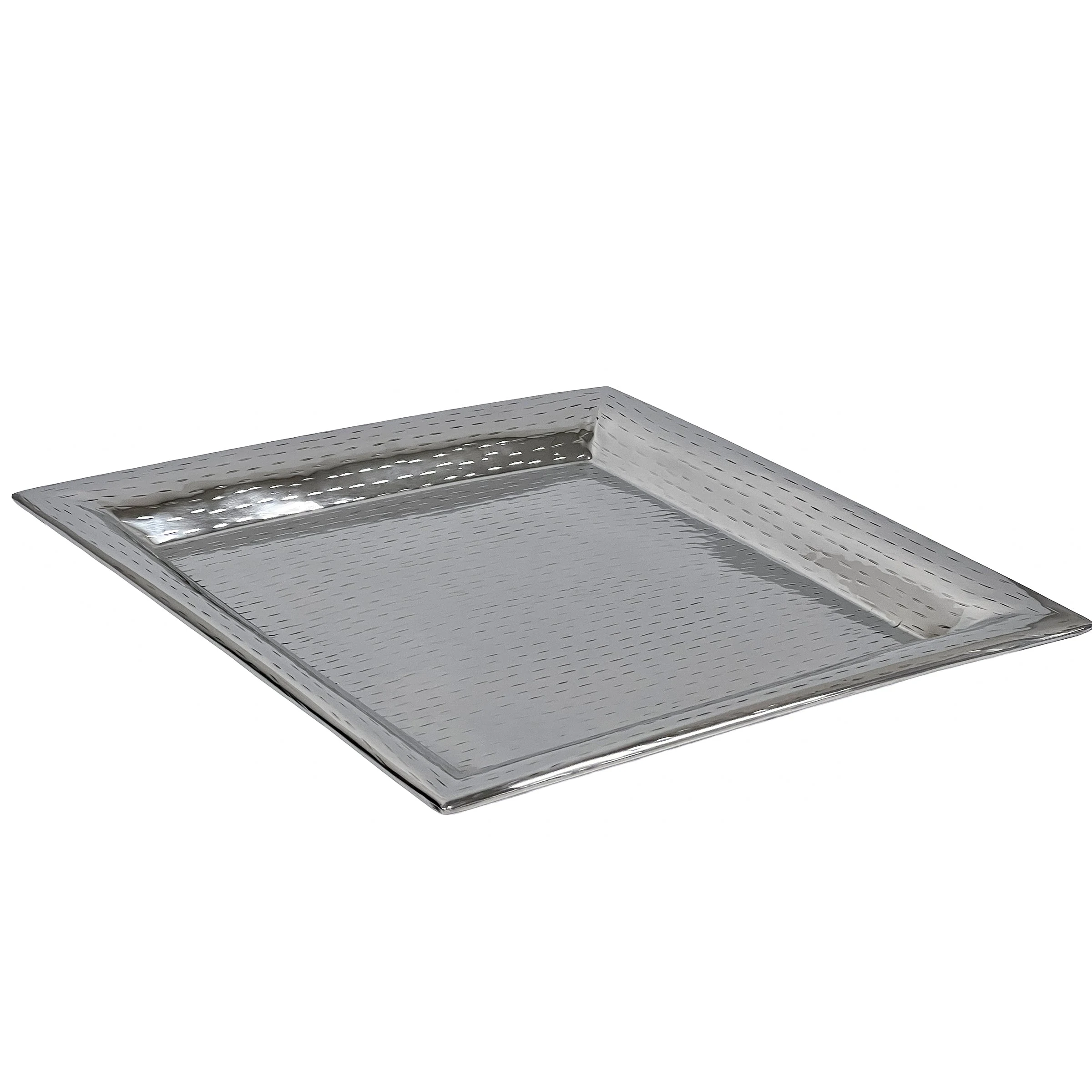 Tablecraft R1616 16 Inch Tray Square Rice Pattern 18/8 Stainless Steel with Dishwasher Safe