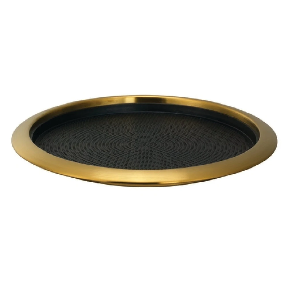 Service Ideas TR1412RIVG 14 Inch Diameter Round Tray with Removable Insert Gold Finish