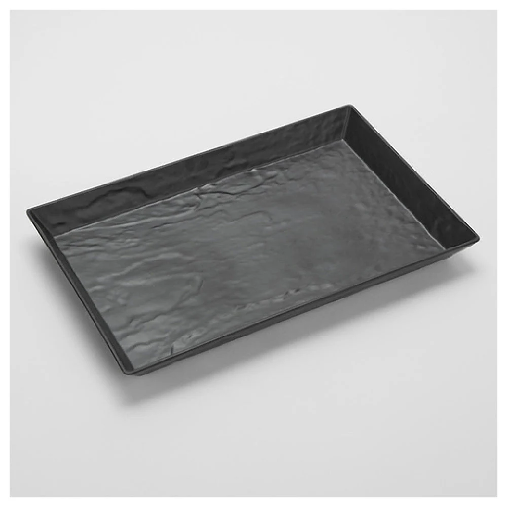 American Metalcraft FSMEL23 18 Inch Rectangular Tray with Faux Slate Finish Melamine Black
