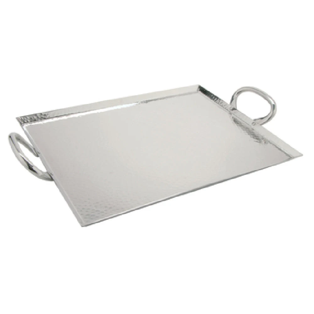 GET Enterprises SSTPD-1612-MP 12 Inch Stainless Steel Tray with Handles Hammered Finish