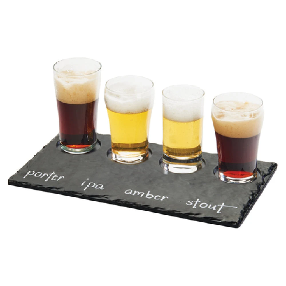 Cal Mil 3500-65M 11-3/4 Inch Taster Tray with Write On Surface Melamine Black Faux Slate