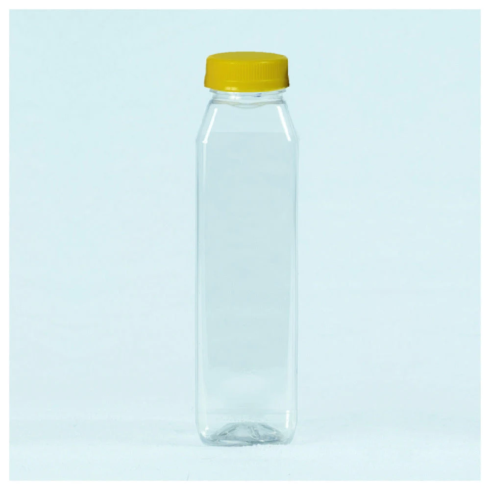 Buccaneer Container Corp 31510120701 12 Oz Juice Bottles Square Clear PET with Yellow Lids