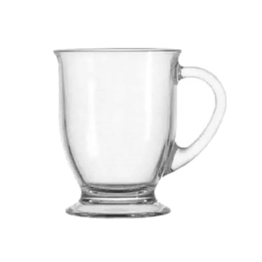 Anchor Hocking 83045A 16 Oz Cafe Mug Footed Handled Clear Glass