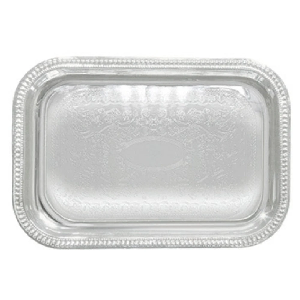 Winco CMT-2014 20 Inch Serving Tray Chrome Plated Gadroon Edge Rectangular