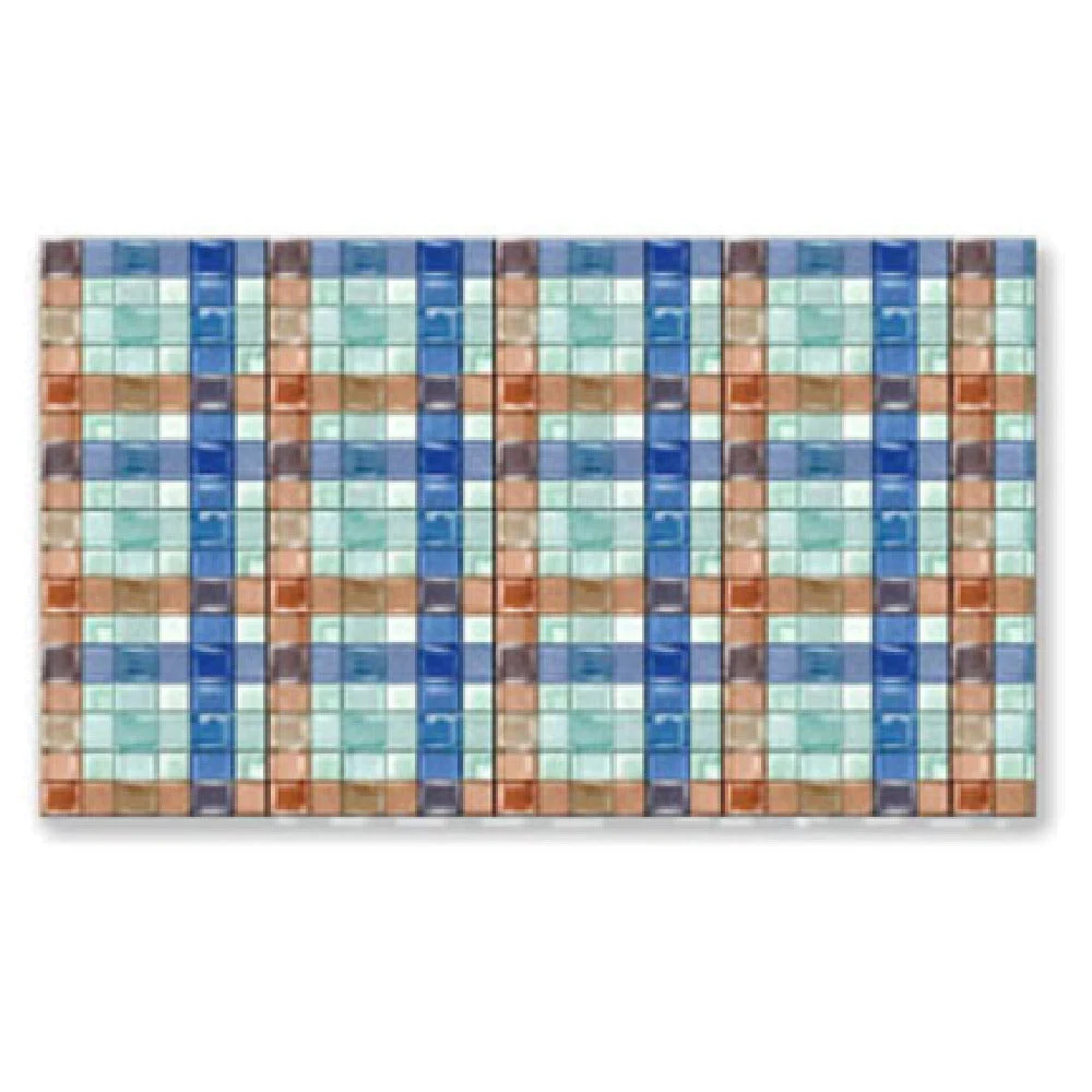 Bon Chef 100200 16 Inch Rectangular Glass Basketweave Serving Tray with Design