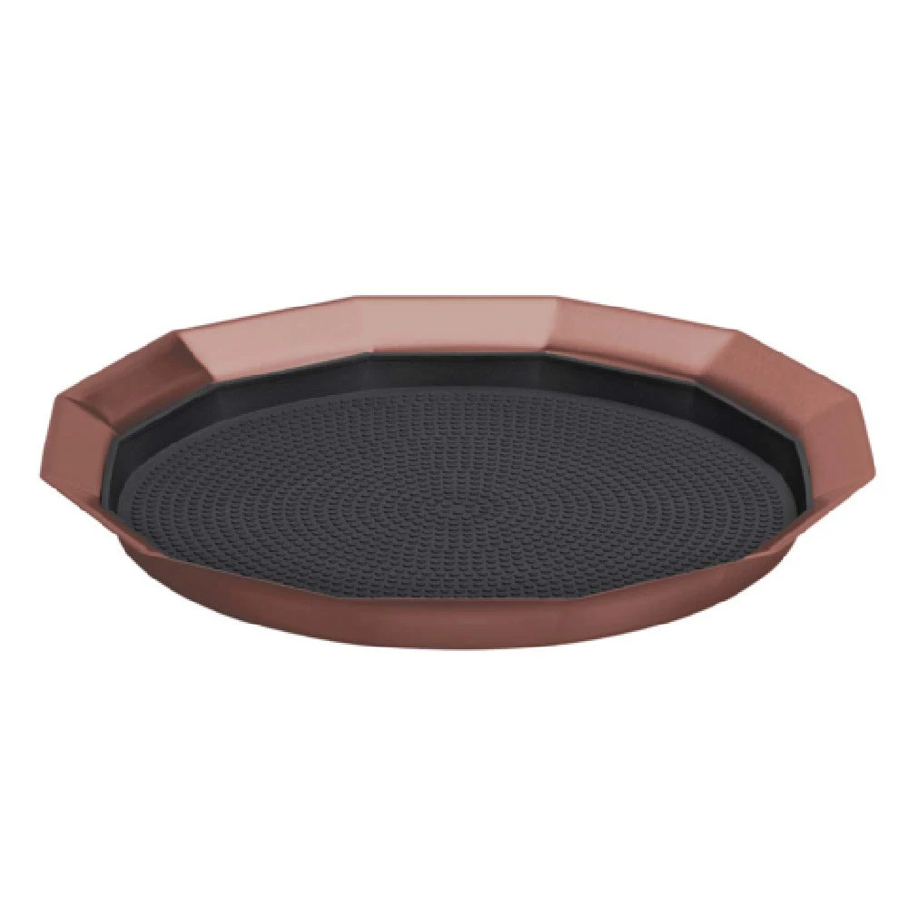Service Ideas TRPN119RIBSRG 11 Inch Round Serving Tray Non-Skid Rose Gold