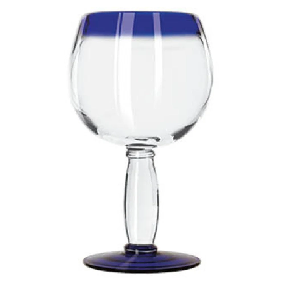 Libbey 92309 16 Oz Cocktail Glass with Cobalt Blue Rim and Foot Glass