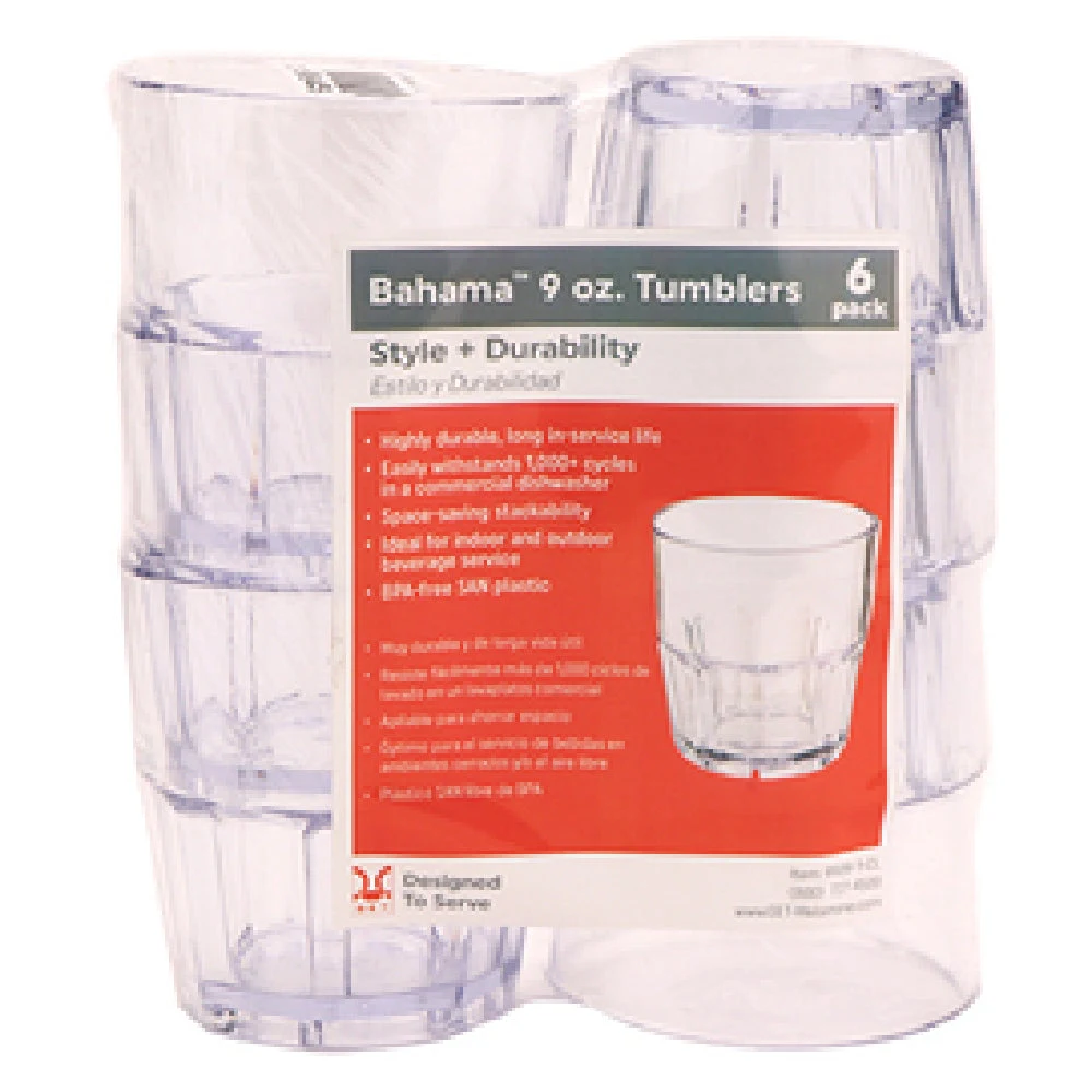 GET Enterprises SP-9909-1-CL 9 Oz Clear Plastic Tumbler BPA Free NSF 6 Packs