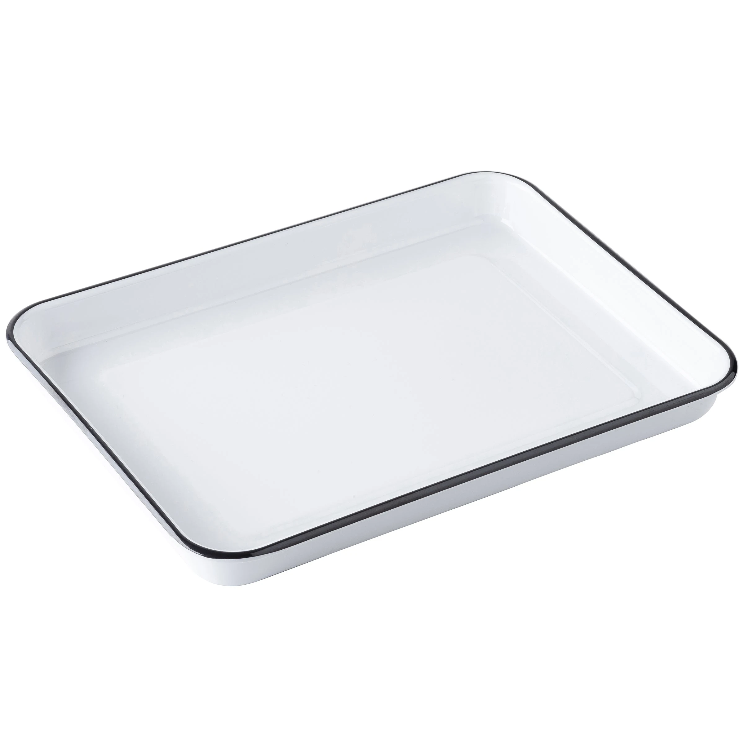 Tablecraft 12161 16 Inch Rectangular Serving Tray Melamine White Black