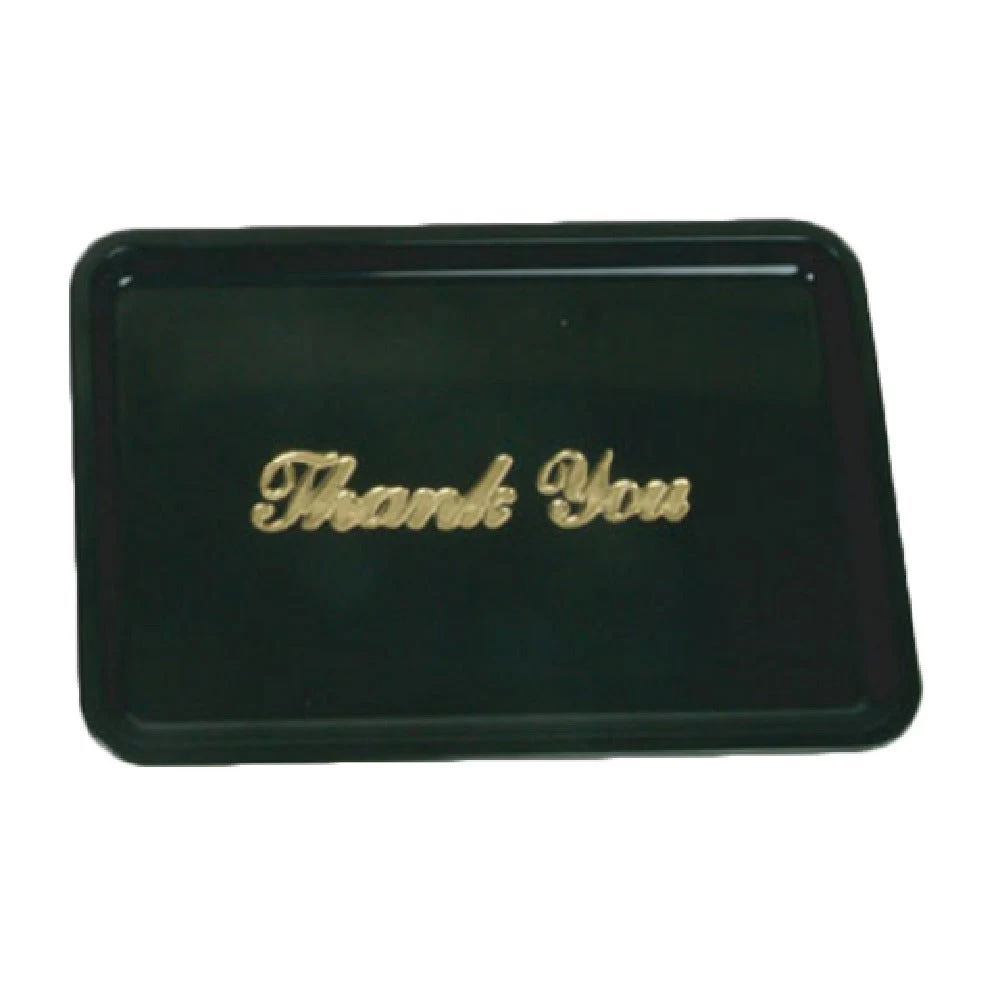 Thunder Group PLPT046BL 6.5 Inch Rectangular Tip Tray with Thank You Imprint Plastic Black