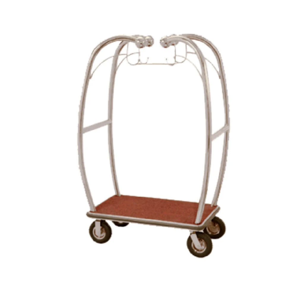 Aarco BEL-101C-4P 25-1/2 Inch Bellman's Cart with Chrome Frame Red Carpet