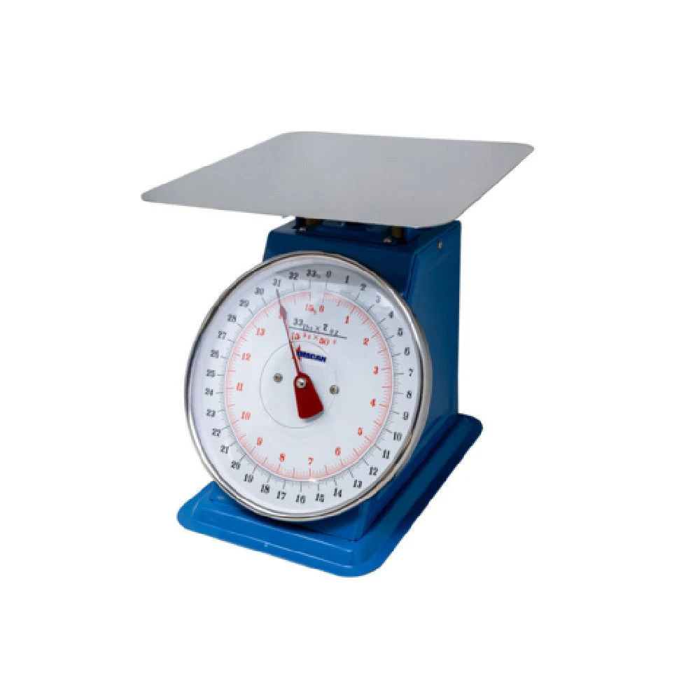 Omcan 46571 33 lb Dial Scale Zero Adjust Steel Blue Painted Exterior