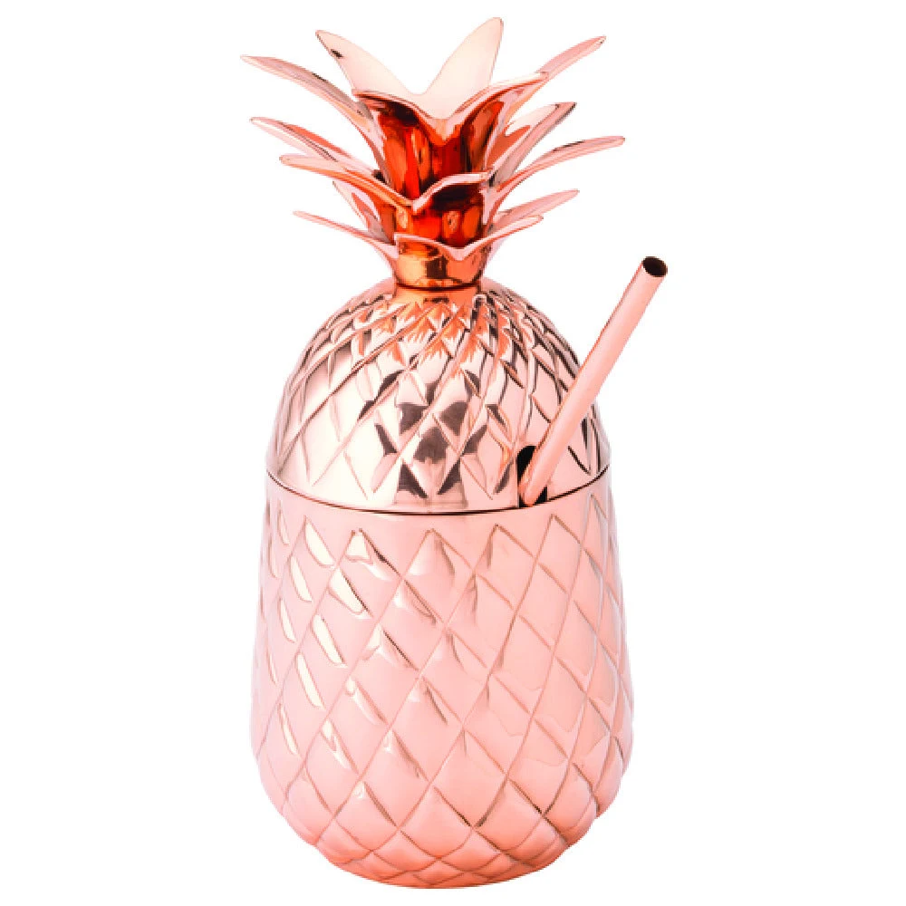 Hospitality Brands HB92063-001 20 oz Cup Copper Maui Pineapple With Straw