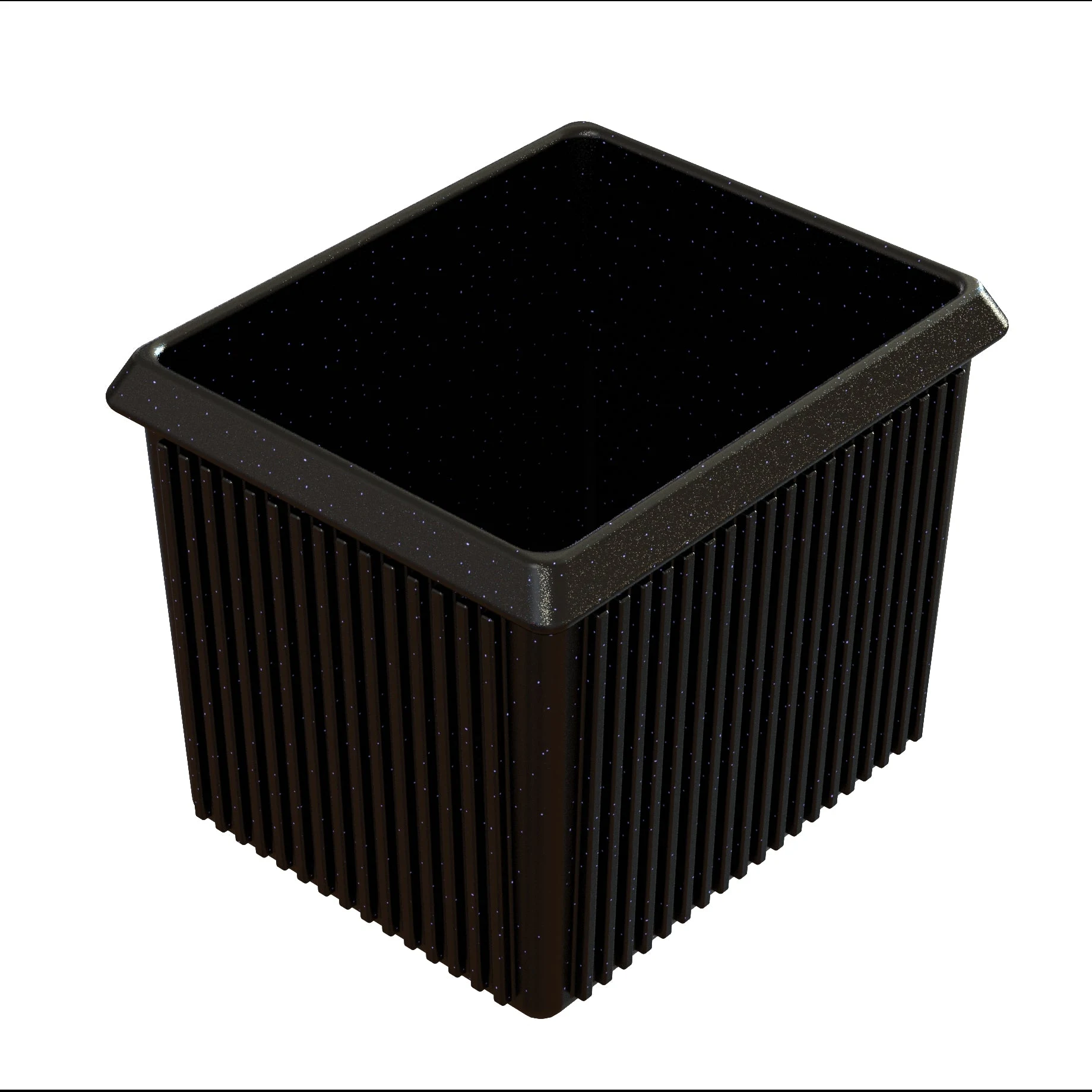 Tablecraft CW1520MBS 1-3/8 Quart Rectangle Server Bowl with Ridged Design Aluminum Midnight