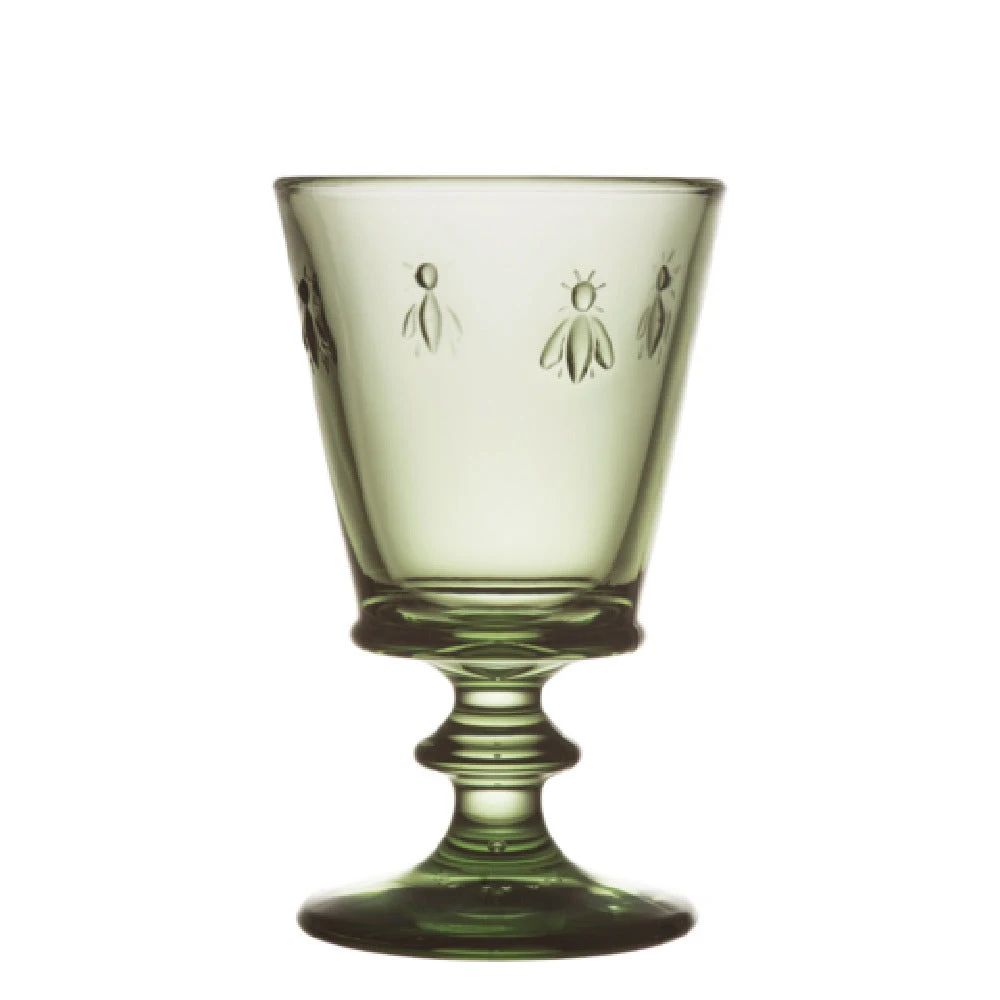 La Rochere North America 611097 8oz Bee Wine Glass Olive Green Sturdy Lead Free Crystal