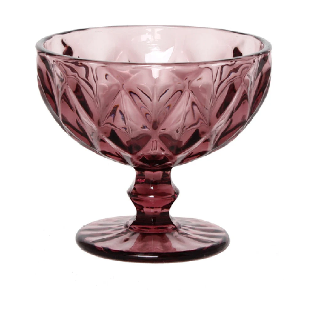 Hospitality Brands FG-879101-016 10 Oz Dessert Glass with Stem Textured Violet Glass