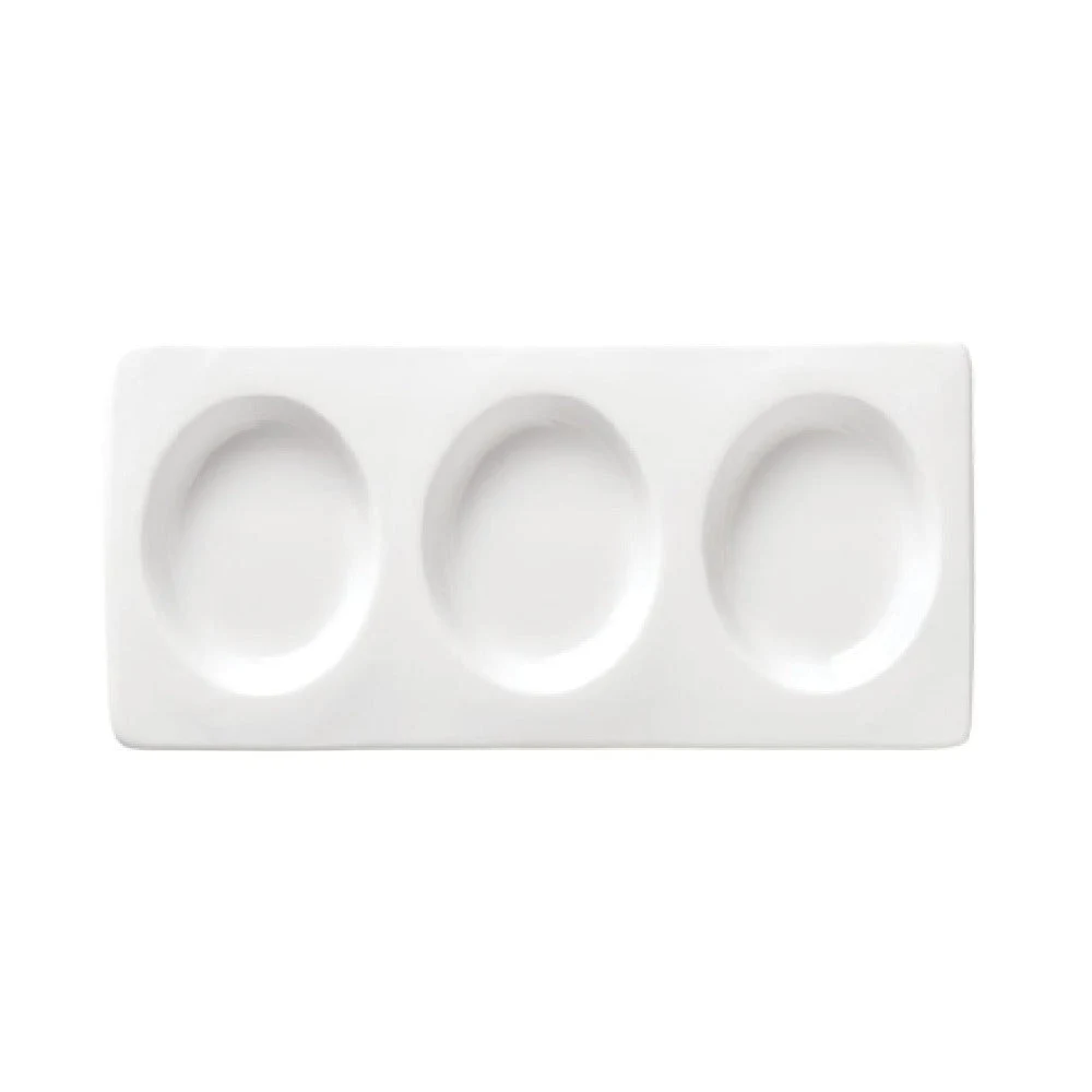 Libbey 999023302 12-1/4 Inch Tray Porcelain Lunar White with 3 Oz Compartments