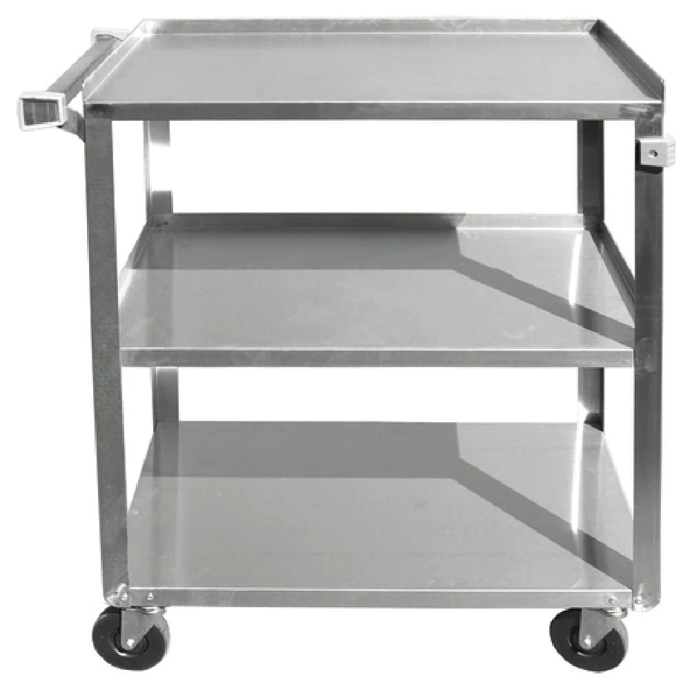 1880 Hospitality BC-2415SS 27 Inch Width 3 Tier Stainless Steel Bus Cart with Bumper Guards