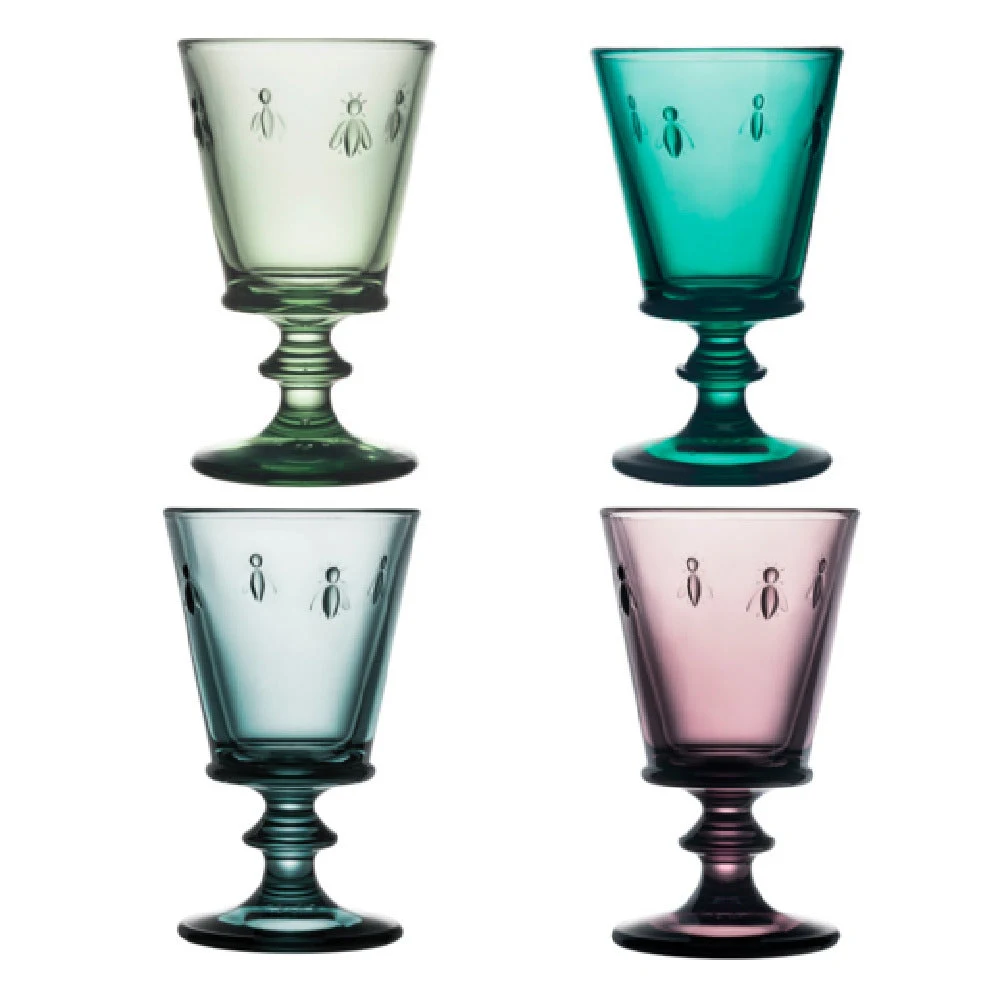 La Rochere North America 611096S4 8oz Bee Wine Glass Clear Multicolor Stemmed Lead Free