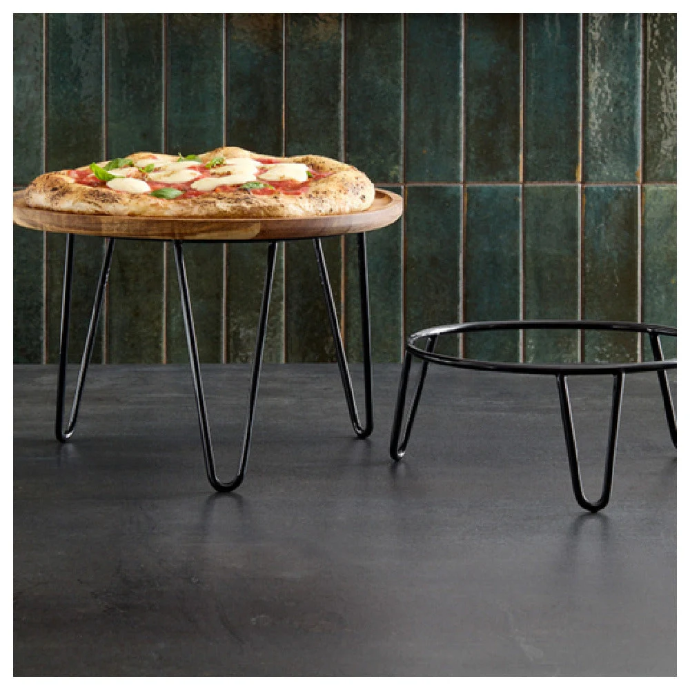 American Metalcraft RSRBH7 9.8 Inch Rubberized Pizza Stand Round Steel Black