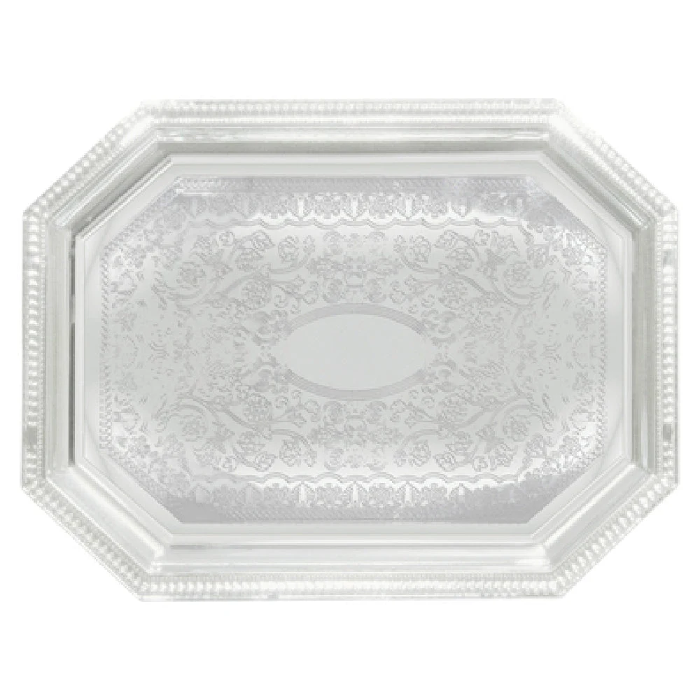 Winco CMT-1217 17 Inch Chrome Plated Octagonal Serving Tray with Gadroon Edge