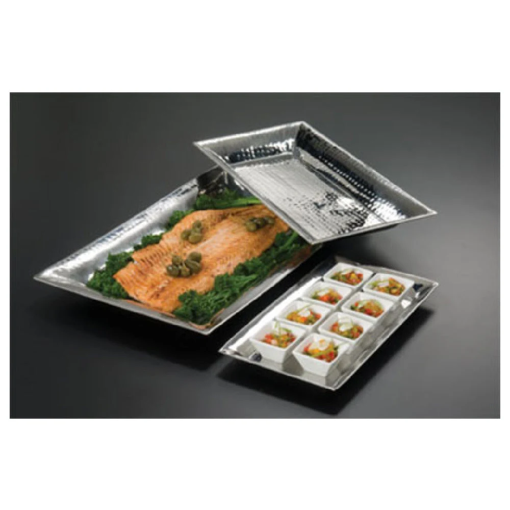 American Metalcraft HMRT1019 18-3/4 Inch Rectangle Serving Tray Hammered Finish Stainless Steel
