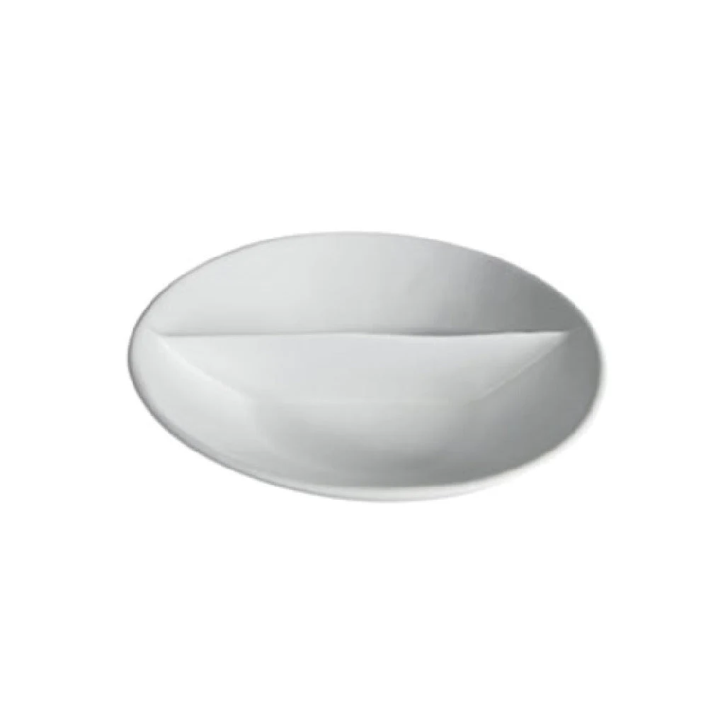 GET Enterprises PR014S 15 Inch Round Platter 101 Oz Large 2 Compartment Metal with Resin Finish