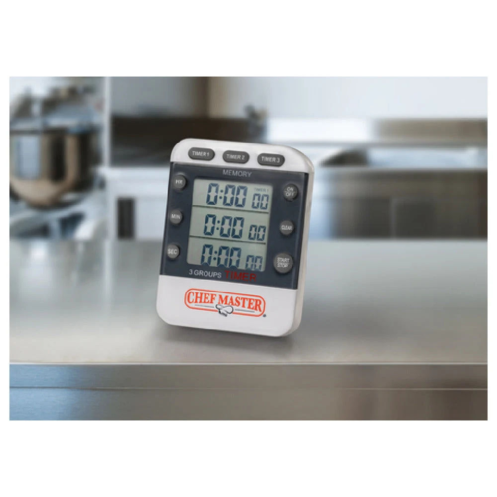 Chef Master 90271 Electric 3-Stage Memory Timer with Clip 12 Packs