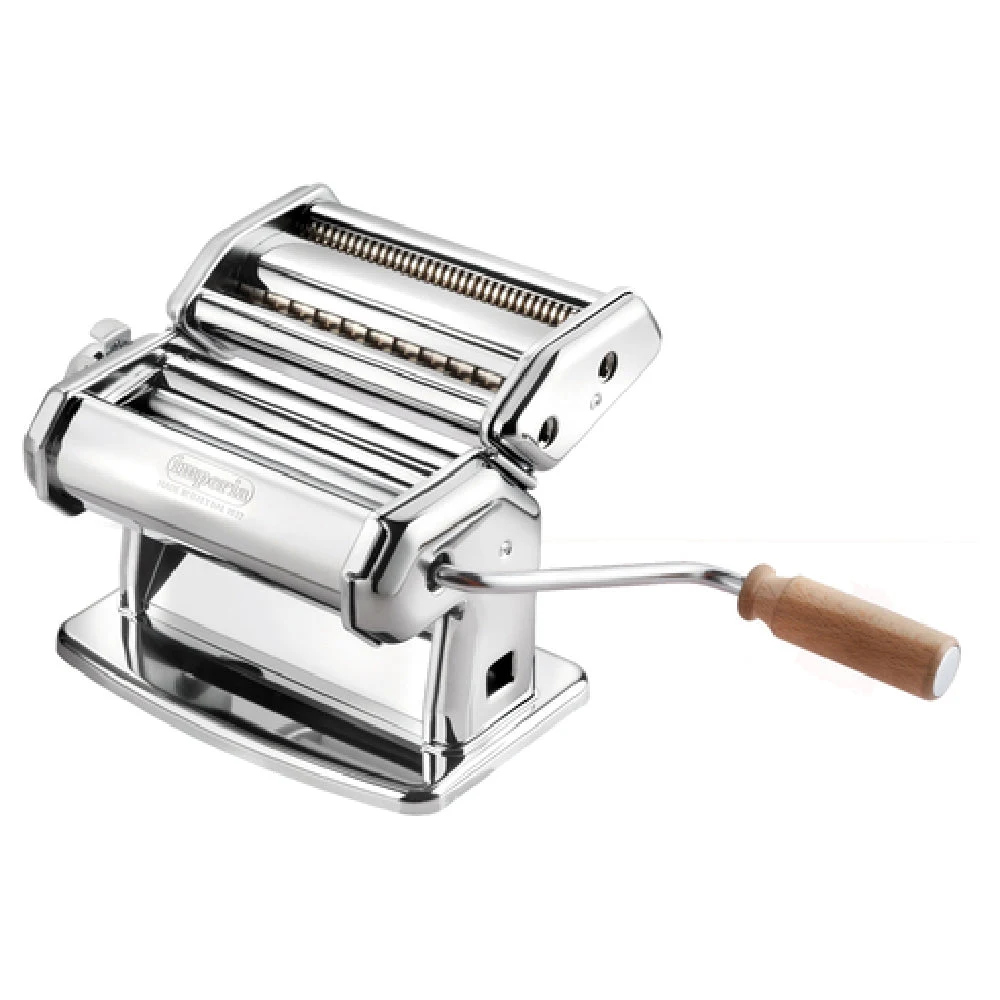 Matfer 73141 7-1/2 Inch Pasta Machine Manual Chrome-Plated Steel Countertop with Attachments