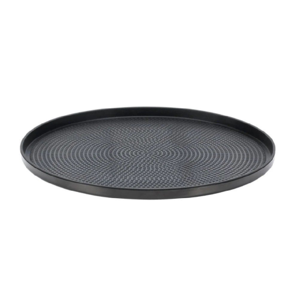 Service Ideas TRME12RIBX 12 Inch Diameter Non-slip Tray Stainless Steel Polished Black Onyx Finish