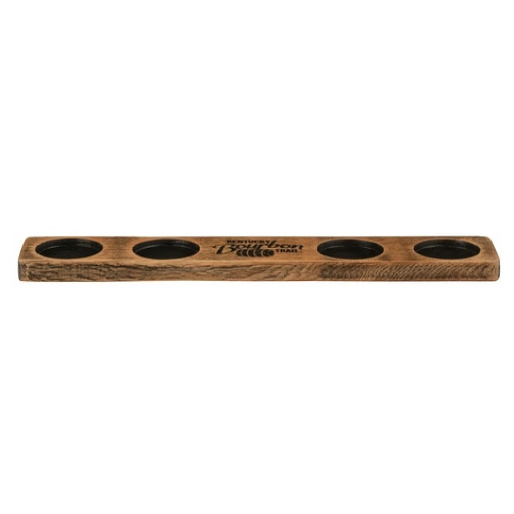 Libbey 96457 15 Inch Wood Bourbon Taster Flight for 4 Glasses