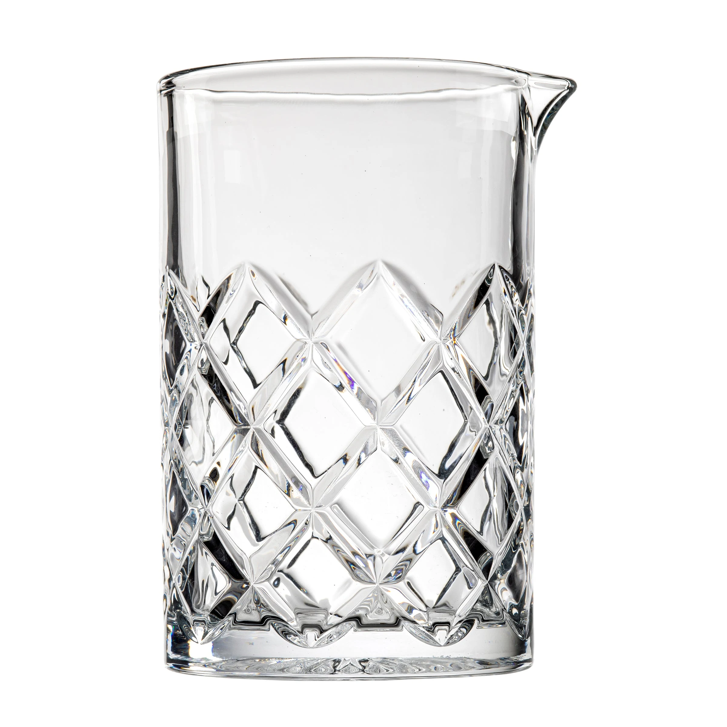 Tablecraft 11697 20 Oz Diamond Cut Mixing Glass Clear Glass with Grip