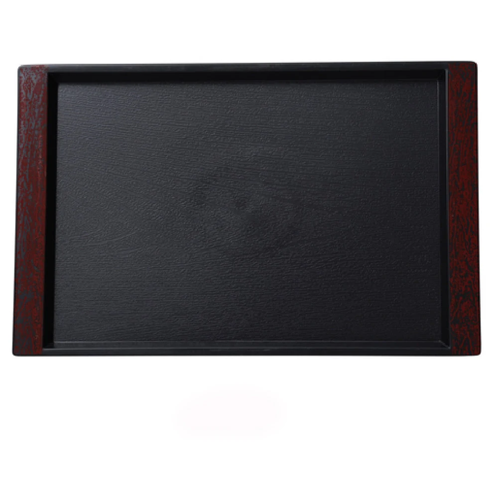 Yanco FT-48 21 Inch Rectangular Serving Tray with Color Handle Melamine Black