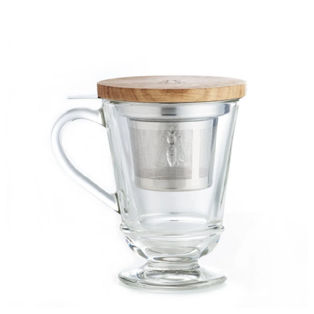 La Rochere North America 642201 9oz Bee Tea Infuser Mug Clear Glass and Dishwasher Safe