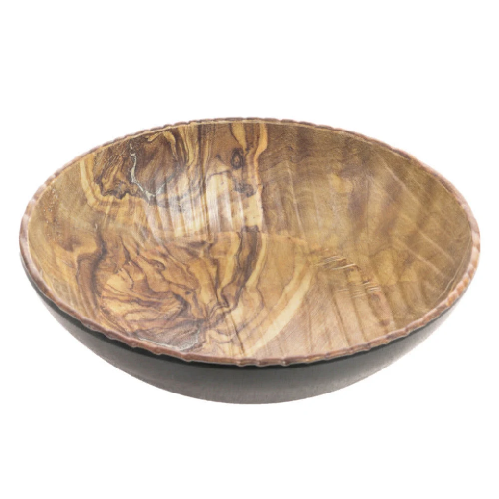 GET Enterprises TRA205 13 Inch Diameter Olive Wood Grain Buffet Bowl